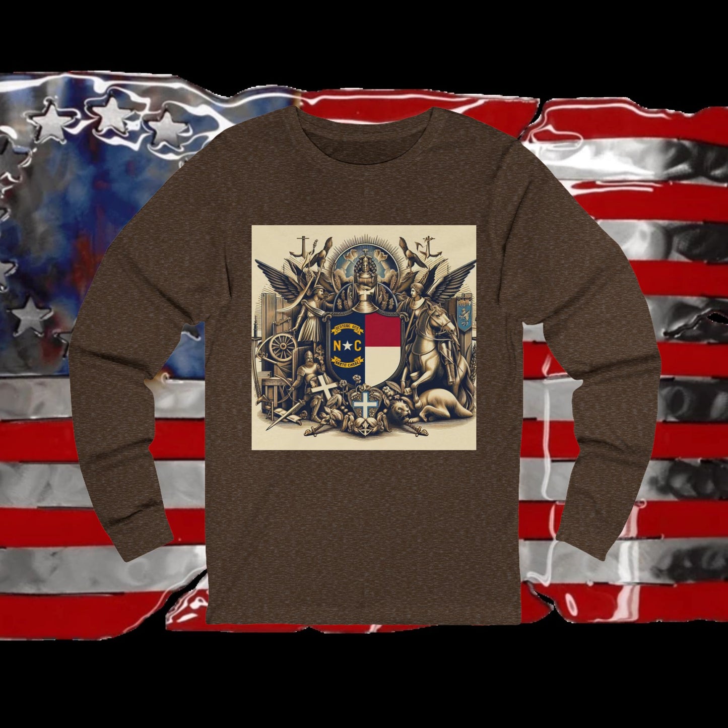 North Carolina Vintage Christian Crusader - Premium Unisex Long Sleeve Jersey Tee - 100% Charity - The God Vote Collection by Chris Rabalais