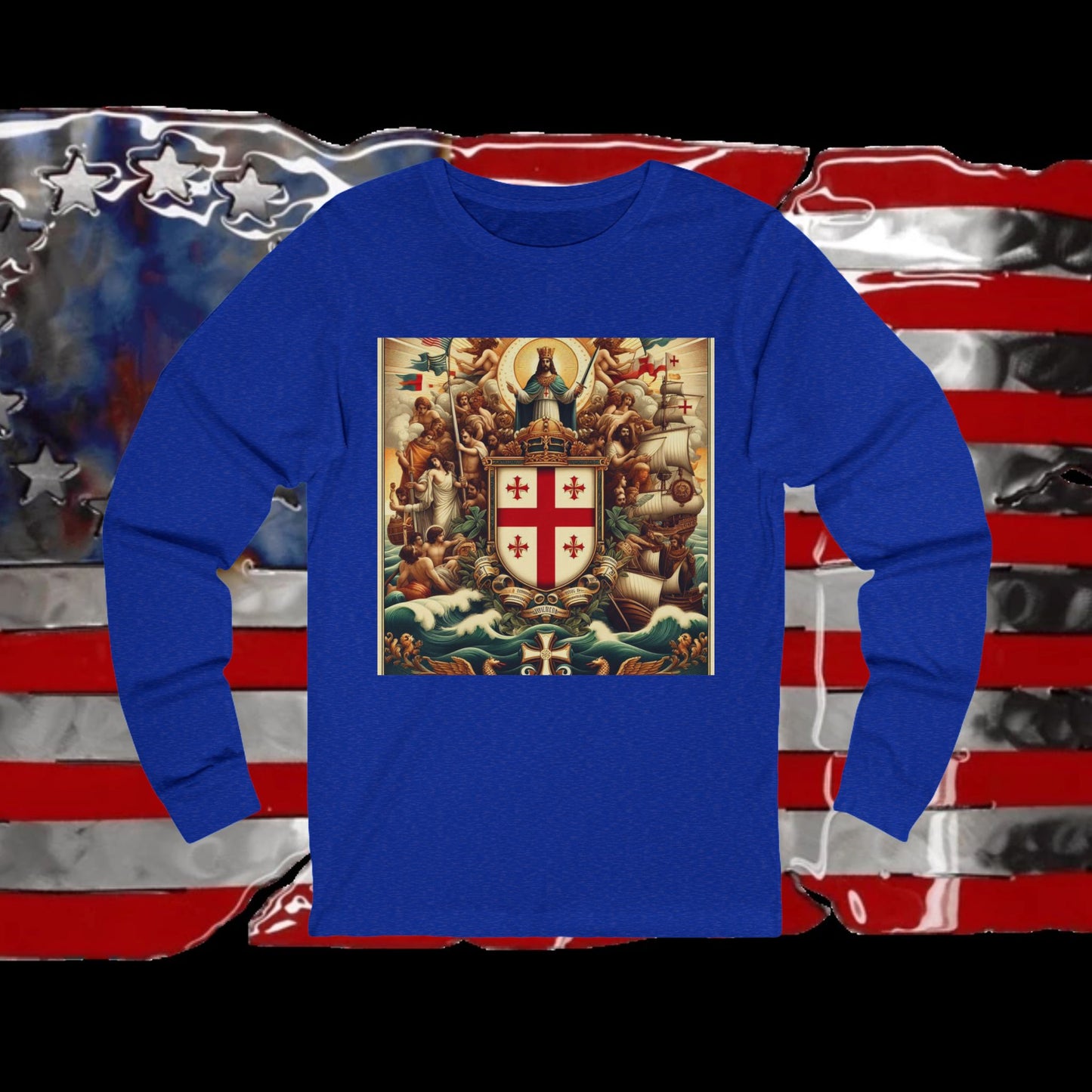 Northern Mariana Vintage Christian Crusader - Premium Long Sleeve Jersey Tee - 100% Charity - The God Vote Collection by Chris Rabalais