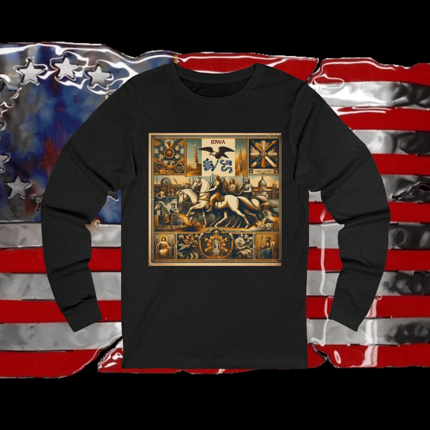 Iowa Vintage Christian Crusader - Unisex Premium Long Sleeve Jersey Tee - 100% Charity - The God Vote Collection by Chris Rabalais
