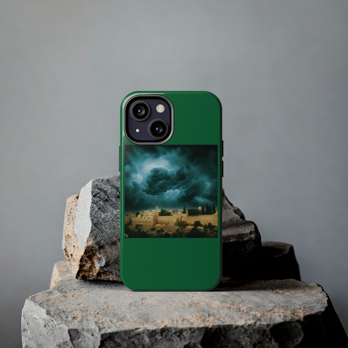 AImagination Collection iPhone Tough Case - "Storm Over Jerusalem" - The God Ball Originals by Chris Rabalais (2024)