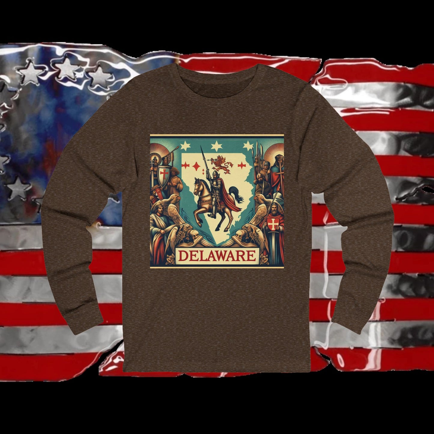 Delaware Vintage Christian Crusader - Premium Unisex Long Sleeve Jersey Tee - 100% Charity - The God Vote Collection by Chris Rabalais