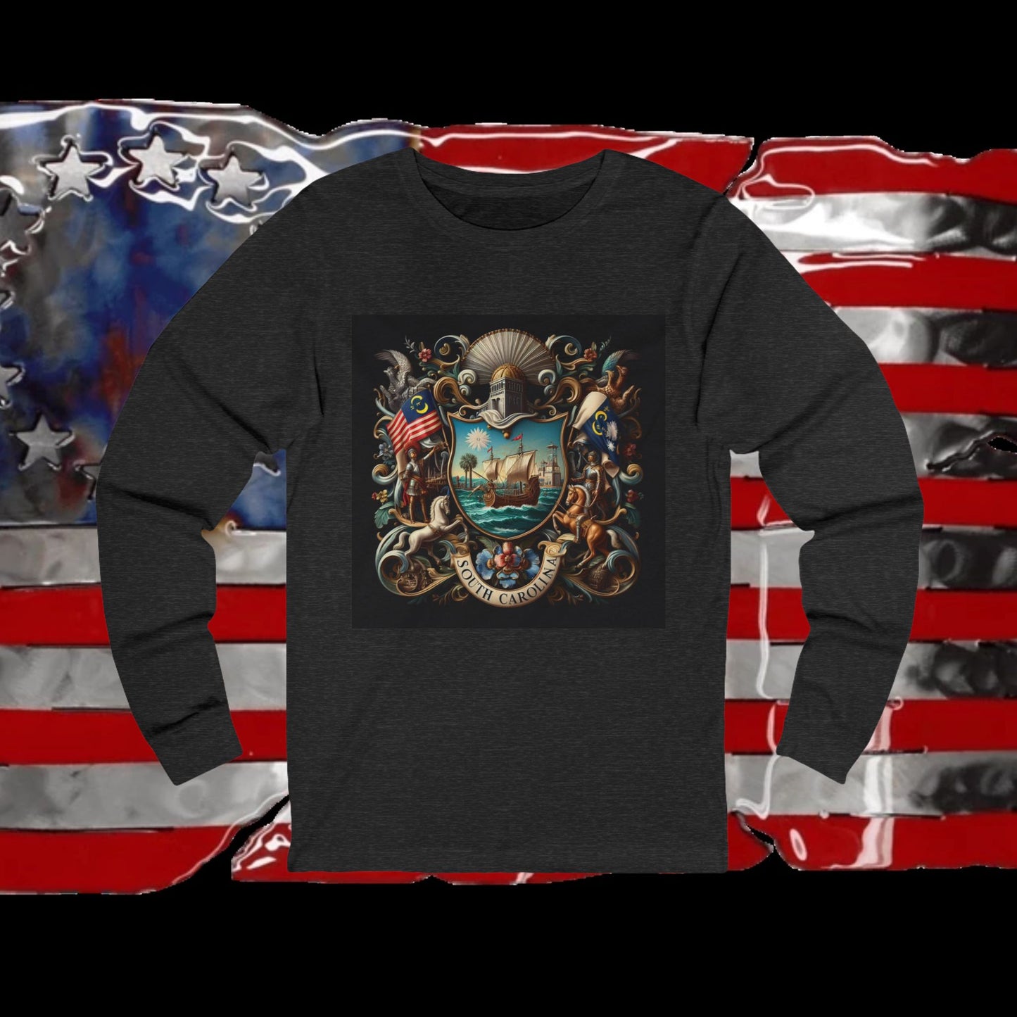 South Carolina Vintage Christian Crusader - Premium Unisex Long Sleeve Jersey Tee - 100% Charity - The God Vote Collection by Chris Rabalais