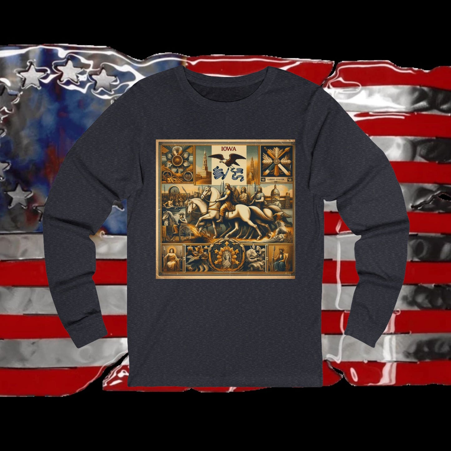 Iowa Vintage Christian Crusader - Unisex Premium Long Sleeve Jersey Tee - 100% Charity - The God Vote Collection by Chris Rabalais