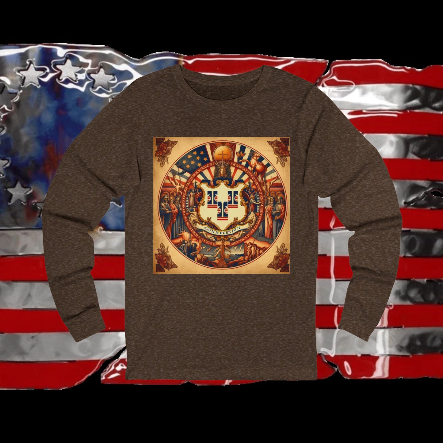 Connecticut Vintage Christian Crusader - Premium Unisex Long Sleeve Jersey Tee - 100% Charity - The God Vote Collection by Chris Rabalais