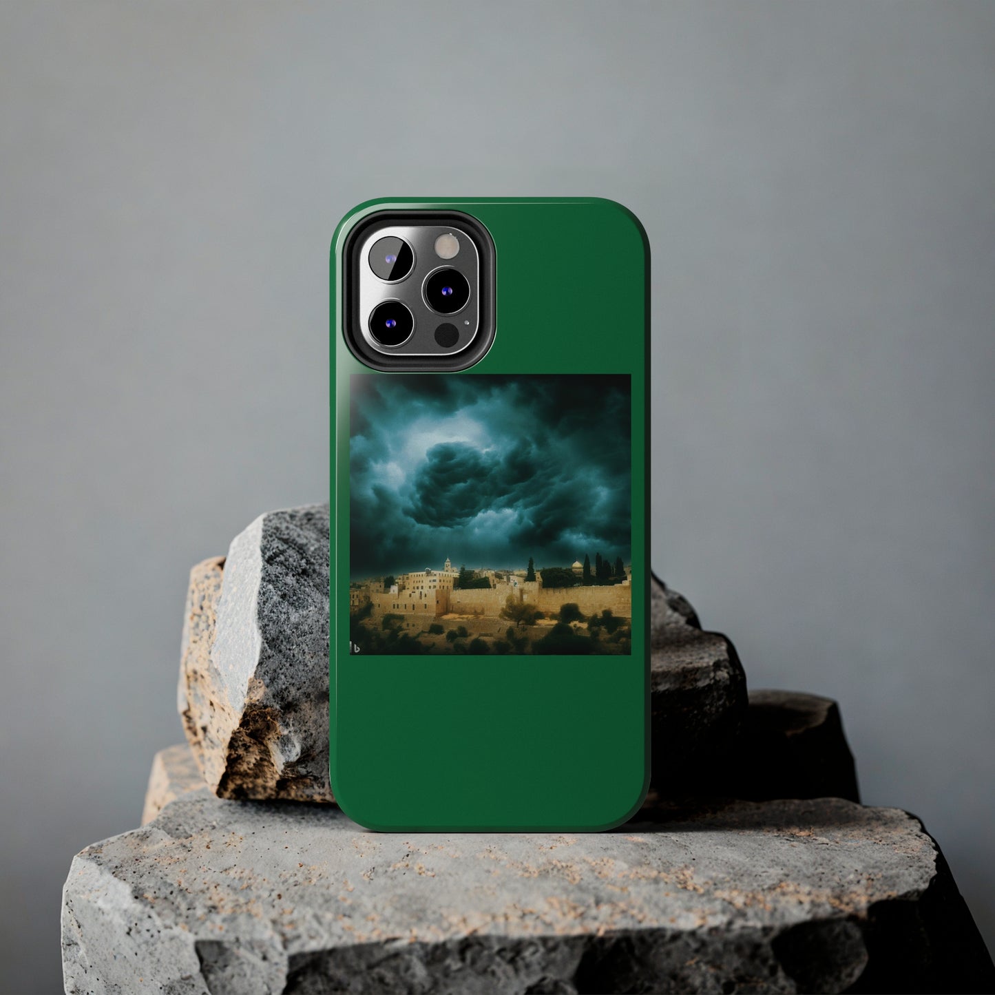 AImagination Collection iPhone Tough Case - "Storm Over Jerusalem" - The God Ball Originals by Chris Rabalais (2024)