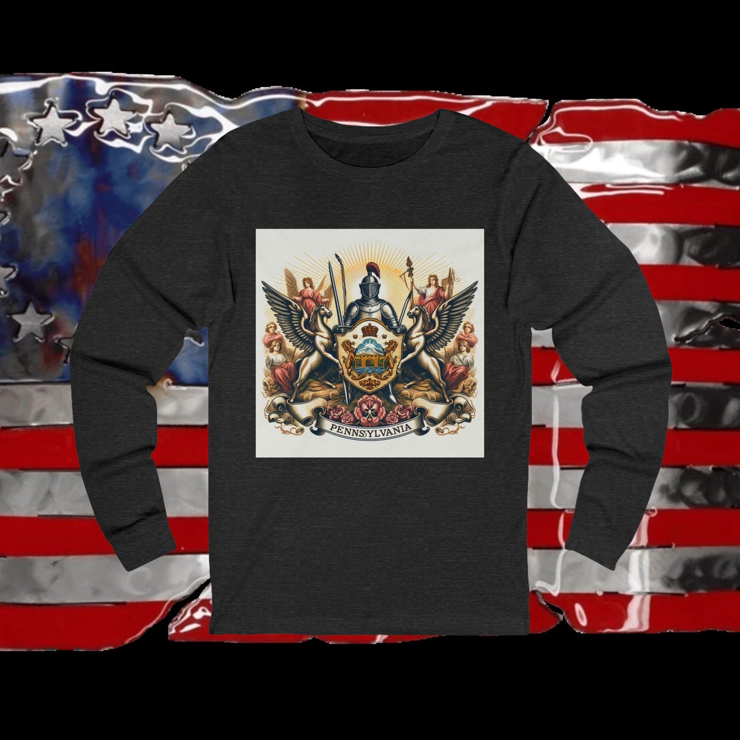 Pennsylvania Vintage Christian Crusader - Premium Unisex Long Sleeve Jersey Tee - 100% Charity - The God Vote Collection by Chris Rabalais
