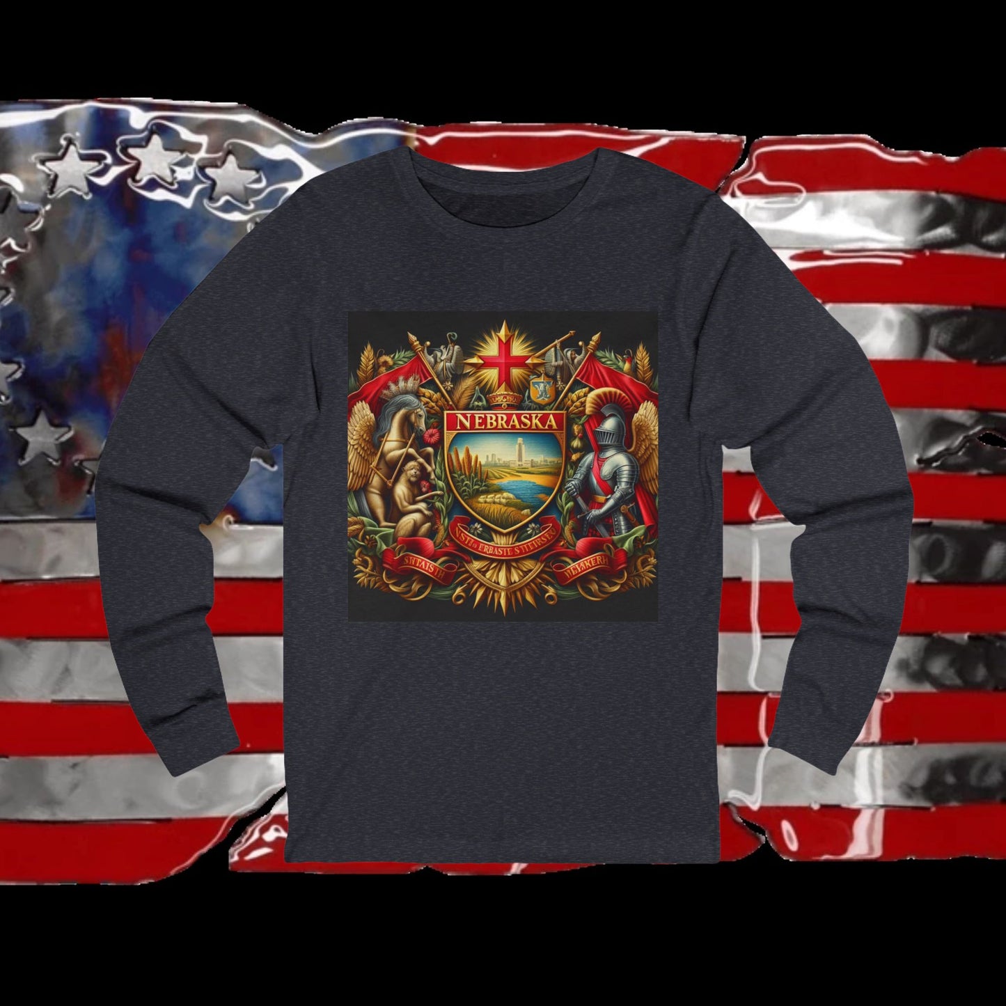 Nebraska Vintage Christian Crusader - Premium Unisex Long Sleeve Jersey Tee - 100% Charity - The God Vote Collection by Chris Rabalais
