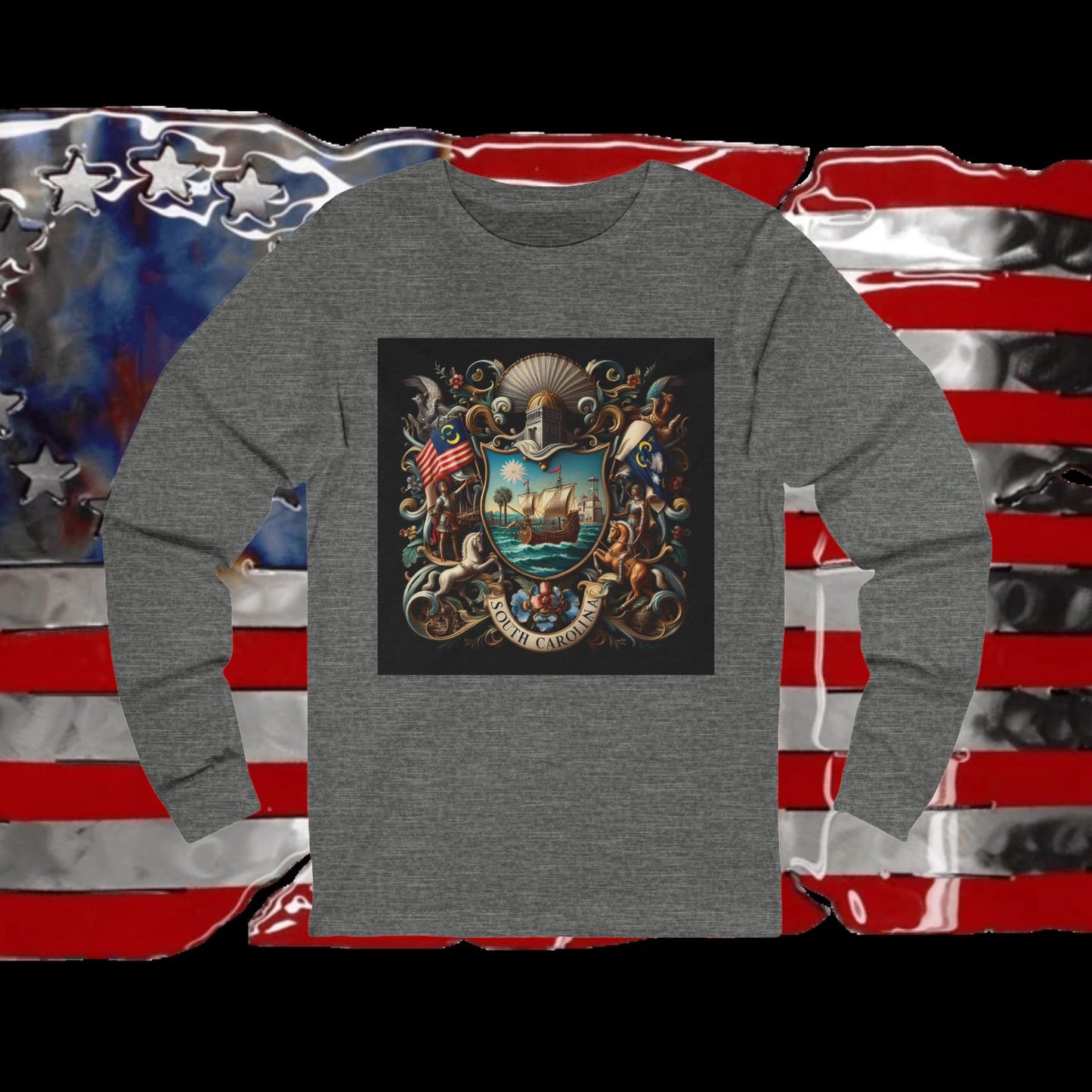 South Carolina Vintage Christian Crusader - Premium Unisex Long Sleeve Jersey Tee - 100% Charity - The God Vote Collection by Chris Rabalais