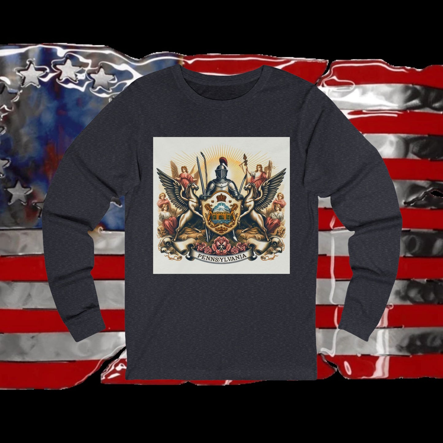 Pennsylvania Vintage Christian Crusader - Premium Unisex Long Sleeve Jersey Tee - 100% Charity - The God Vote Collection by Chris Rabalais