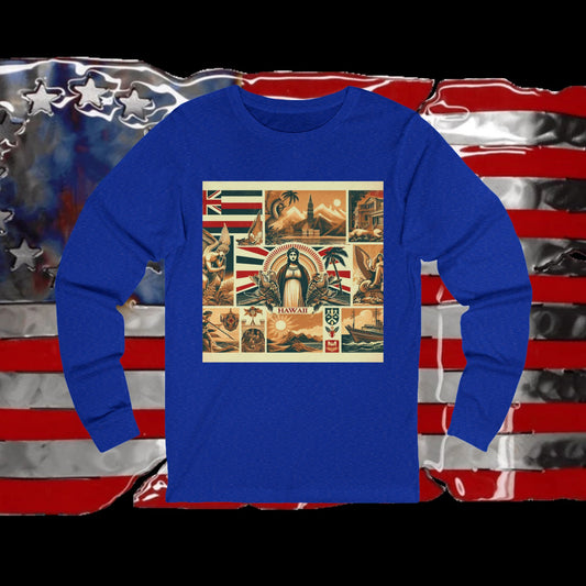 Hawaii Vintage Christian Crusader - Premium Unisex Long Sleeve Jersey Tee - 100% Charity - The God Vote Collection by Chris Rabalais