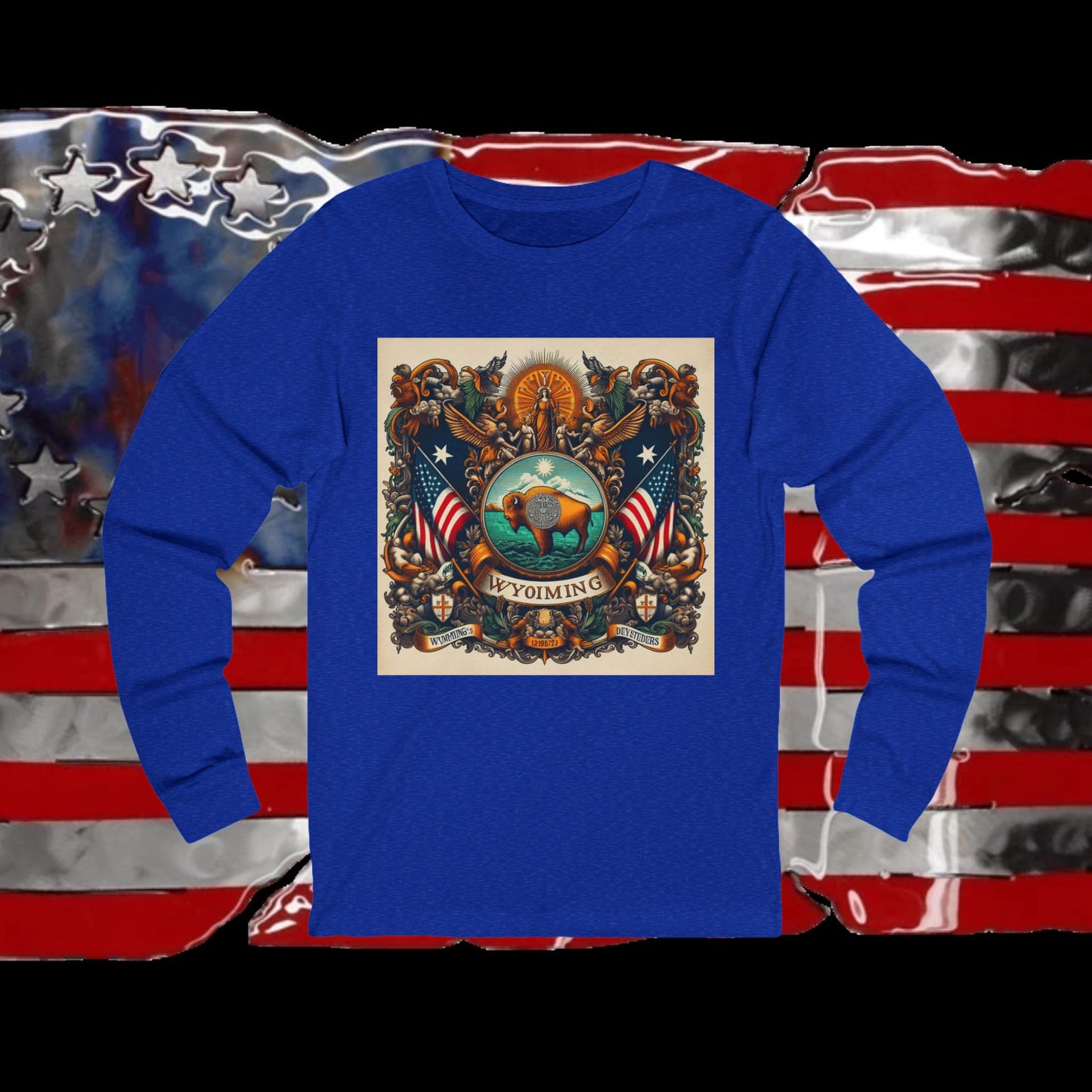 Wyoming Vintage Christian Crusader - Premium Unisex Long Sleeve Jersey Tee - 100% Charity - The God Vote Collection by Chris Rabalais