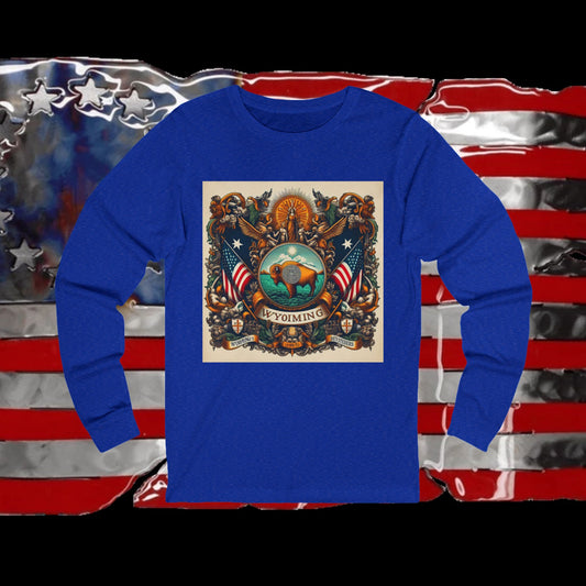 Wyoming Vintage Christian Crusader - Premium Unisex Long Sleeve Jersey Tee - 100% Charity - The God Vote Collection by Chris Rabalais