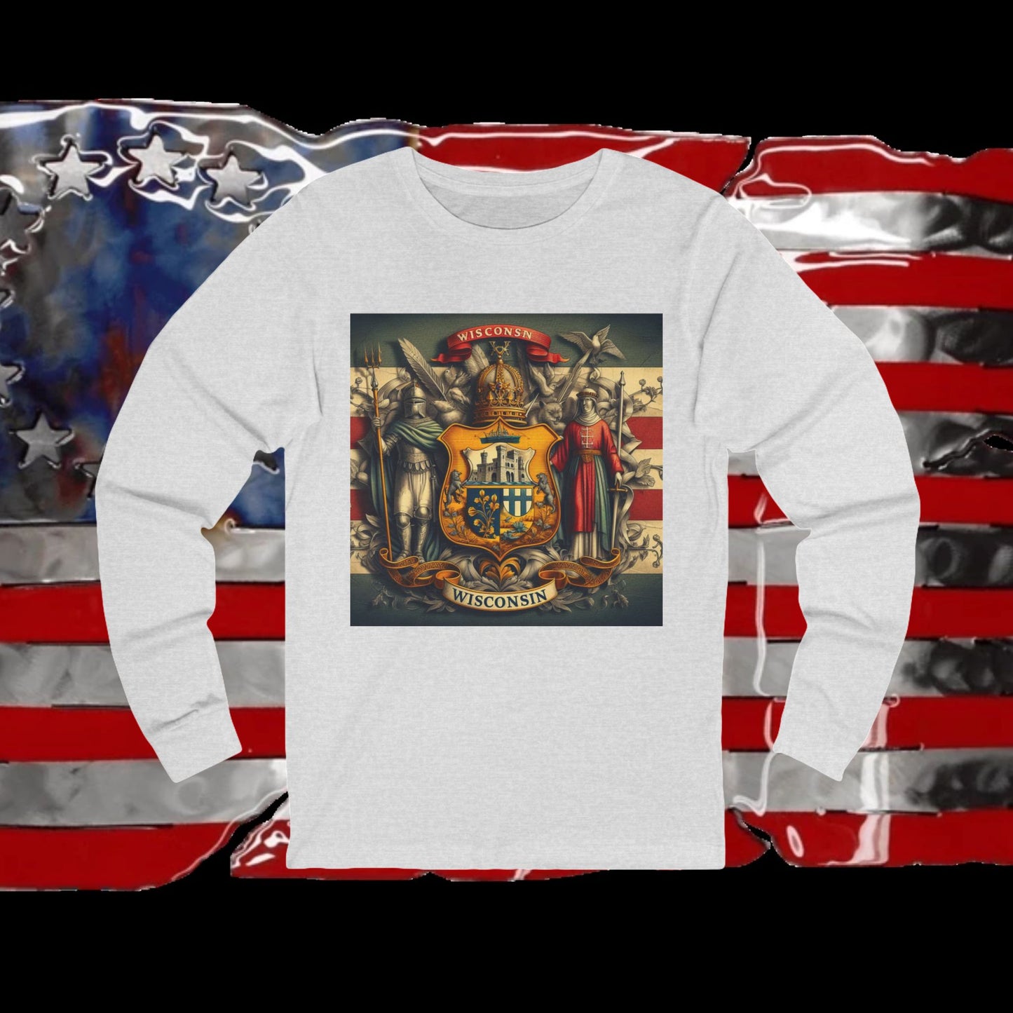 Wisconsin Vintage Christian Crusader - Premium Unisex Long Sleeve Jersey Tee - 100% Charity - The God Vote Collection by Chris Rabalais