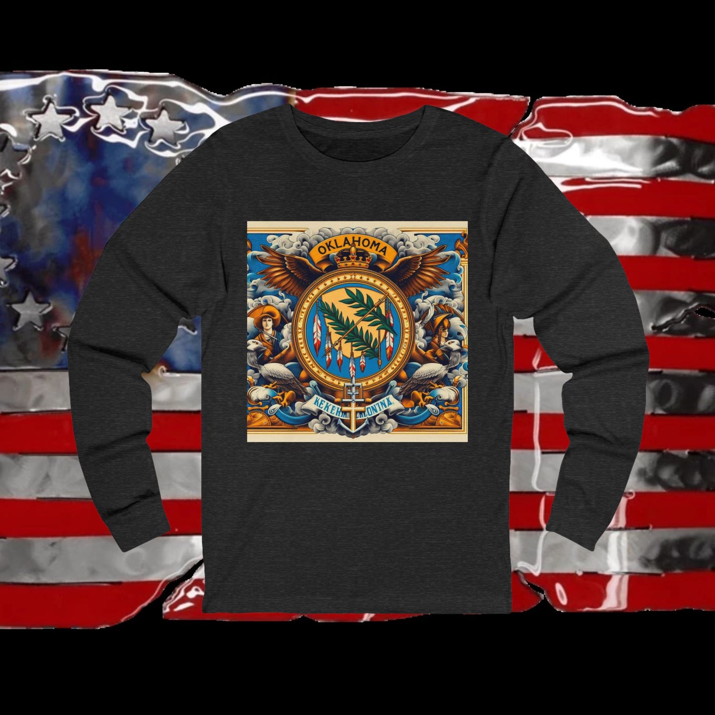 Oklahoma Vintage Christian Crusader - Premium Unisex Long Sleeve Jersey Tee - 100% Charity - The God Vote Collection by Chris Rabalais