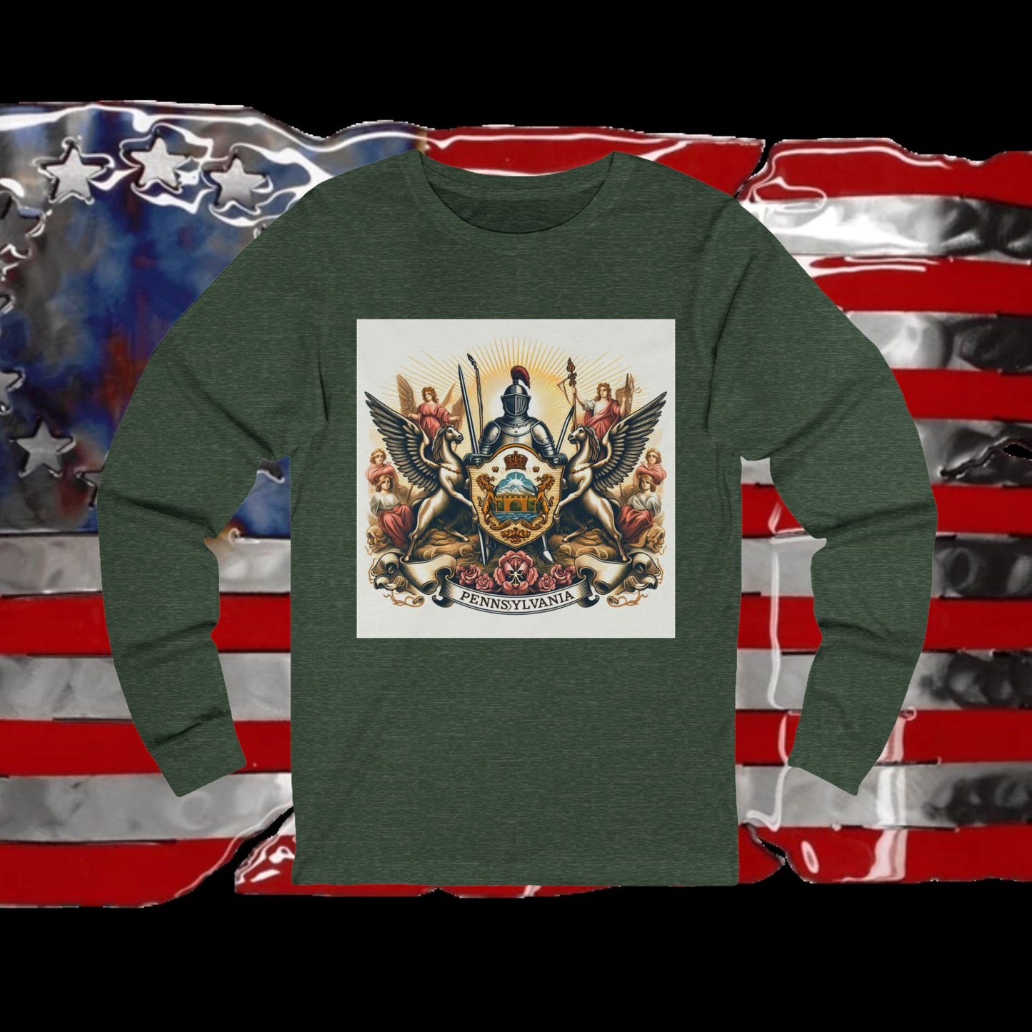 Pennsylvania Vintage Christian Crusader - Premium Unisex Long Sleeve Jersey Tee - 100% Charity - The God Vote Collection by Chris Rabalais