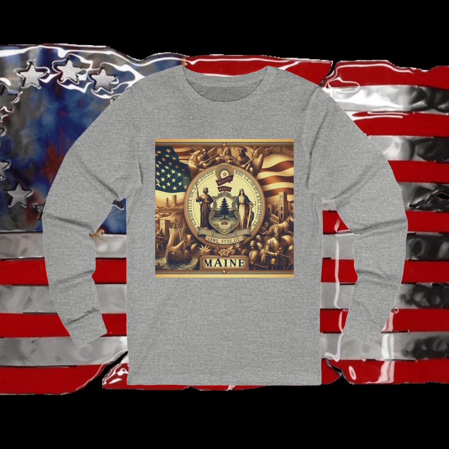 Maine Vintage Christian Crusader - Premium Unisex Long Sleeve Jersey Tee - 100% Charity - The God Vote Collection by Chris Rabalais