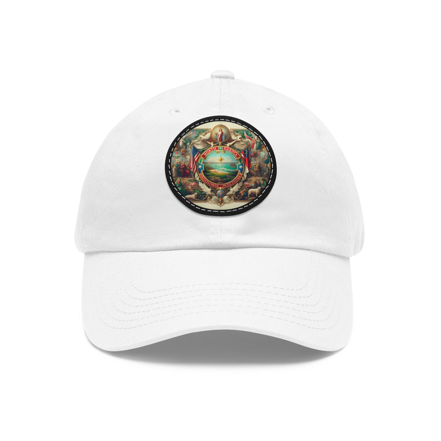 North Dakota Vintage Christian Crusader Campaign Hat - Chino Twill Leather Logo - 100% Charity - The God Vote Collection by Chris Rabalais