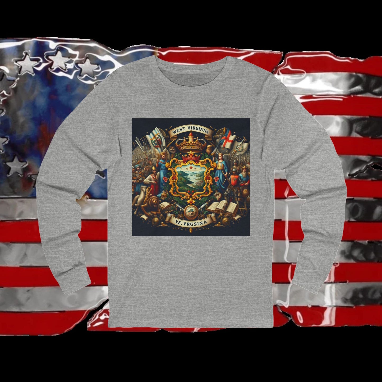 West Virginia Vintage Christian Crusader - Premium Unisex Long Sleeve Jersey Tee - 100% Charity - The God Vote Collection by Chris Rabalais