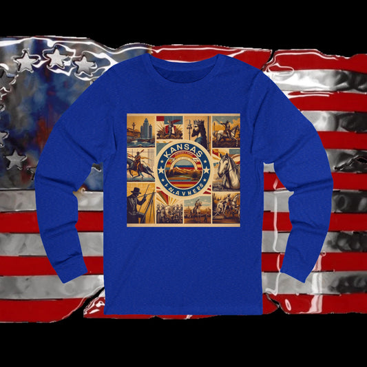 Kansas Vintage Christian Crusader - Premium Unisex Long Sleeve Jersey Tee - 100% Charity - The God Vote Collection by Chris Rabalais