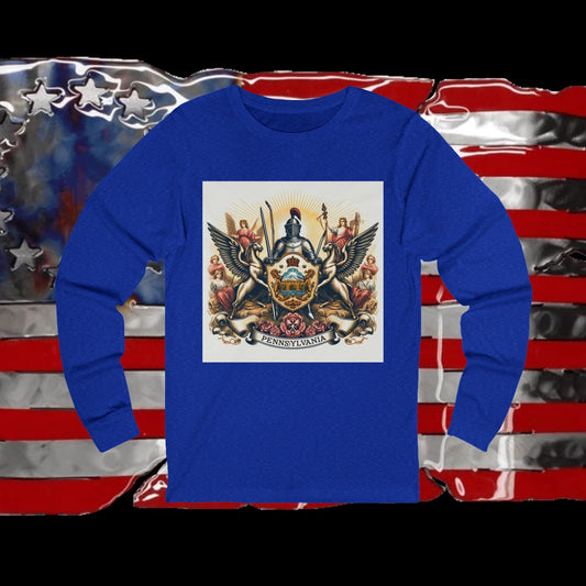 Pennsylvania Vintage Christian Crusader - Premium Unisex Long Sleeve Jersey Tee - 100% Charity - The God Vote Collection by Chris Rabalais