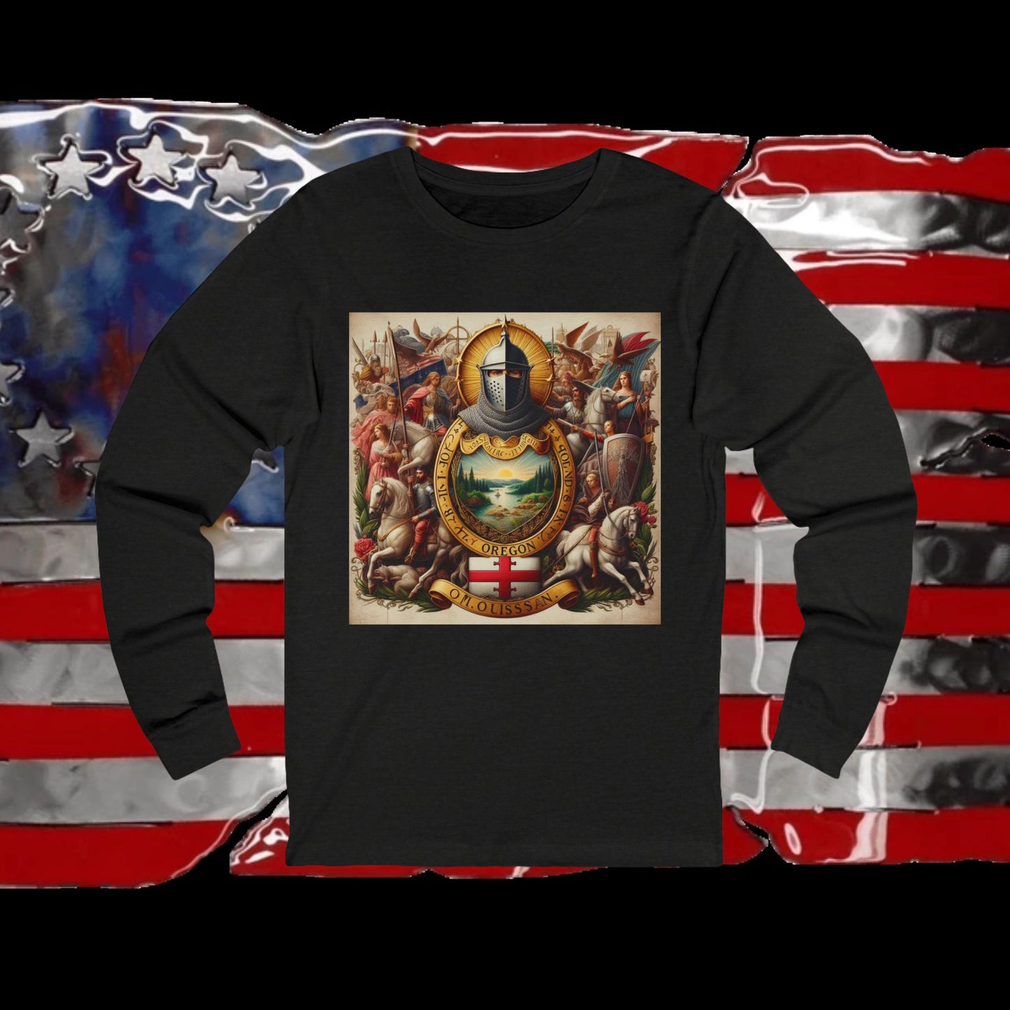 Oregon Vintage Christian Crusader - Premium Unisex Long Sleeve Jersey Tee - 100% Charity - The God Vote Collection by Chris Rabalais