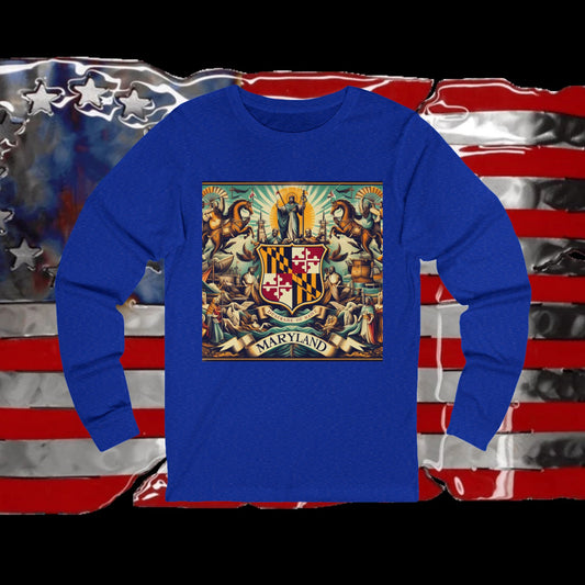 Maryland Vintage Christian Crusader - Premium Unisex Long Sleeve Jersey Tee - 100% Charity - The God Vote Collection by Chris Rabalais