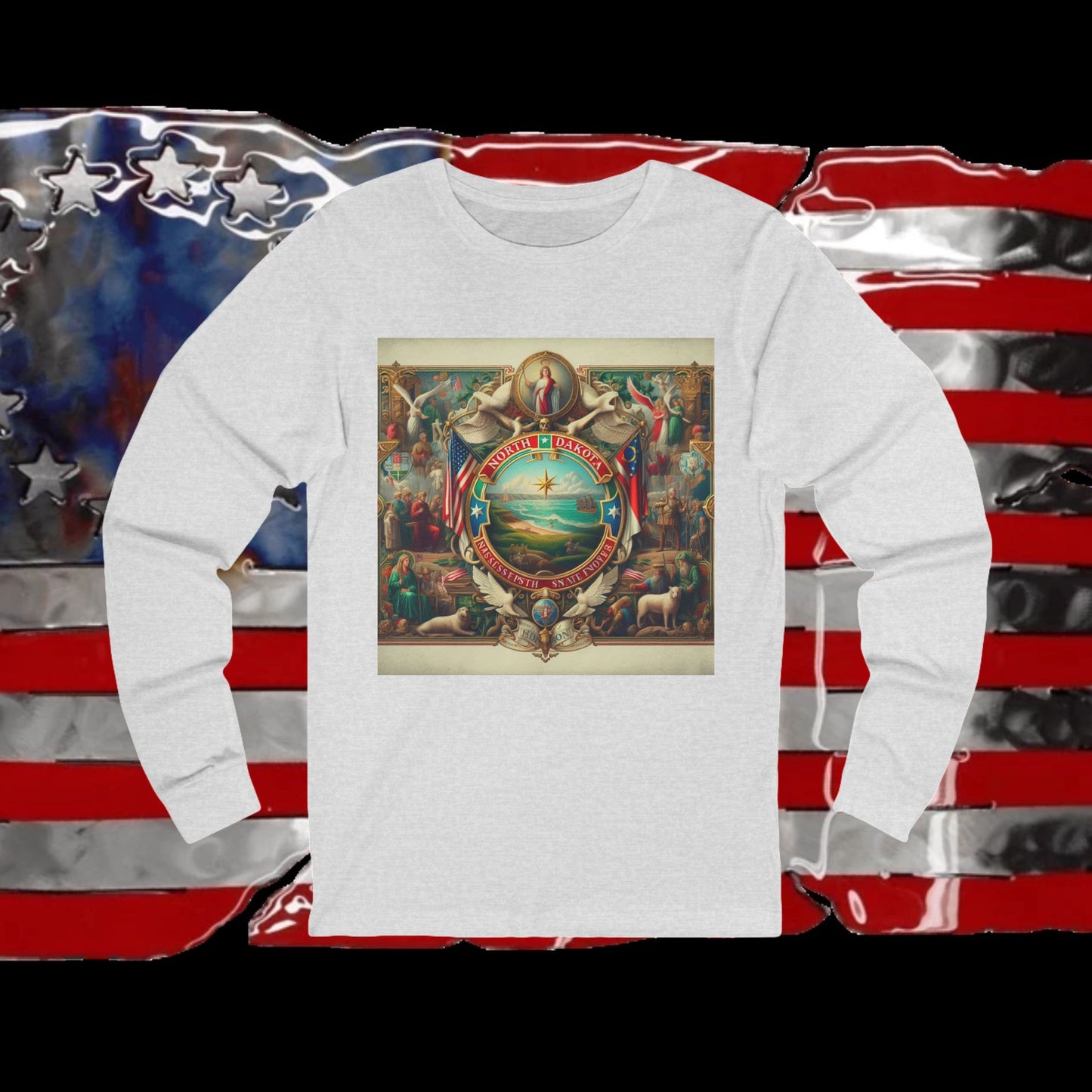 North Dakota Vintage Christian Crusader - Premium Unisex Long Sleeve Jersey Tee - 100% Charity - The God Vote Collection by Chris Rabalais