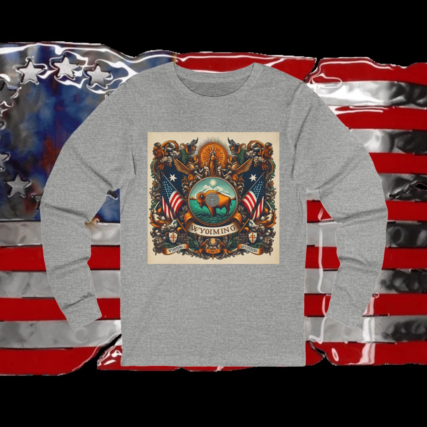 Wyoming Vintage Christian Crusader - Premium Unisex Long Sleeve Jersey Tee - 100% Charity - The God Vote Collection by Chris Rabalais