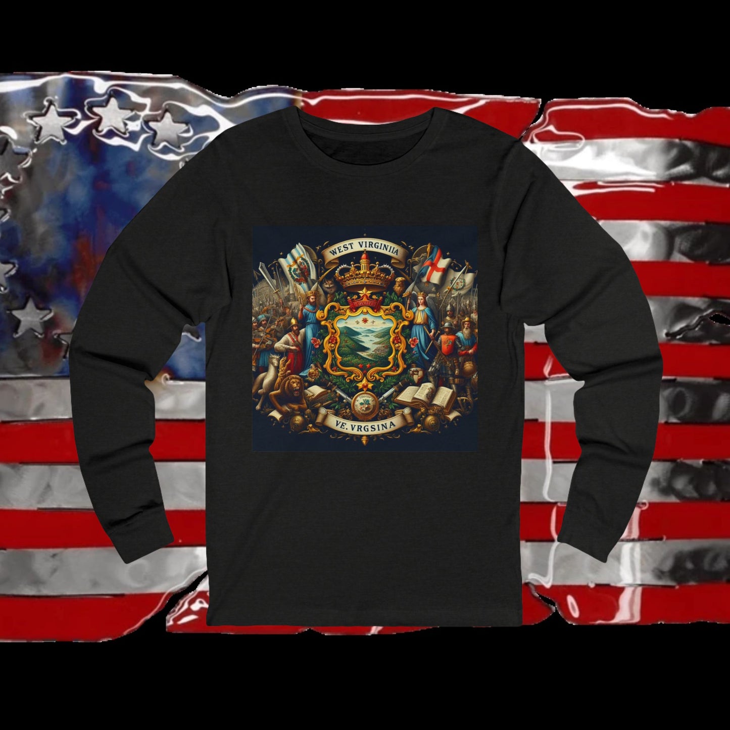 West Virginia Vintage Christian Crusader - Premium Unisex Long Sleeve Jersey Tee - 100% Charity - The God Vote Collection by Chris Rabalais