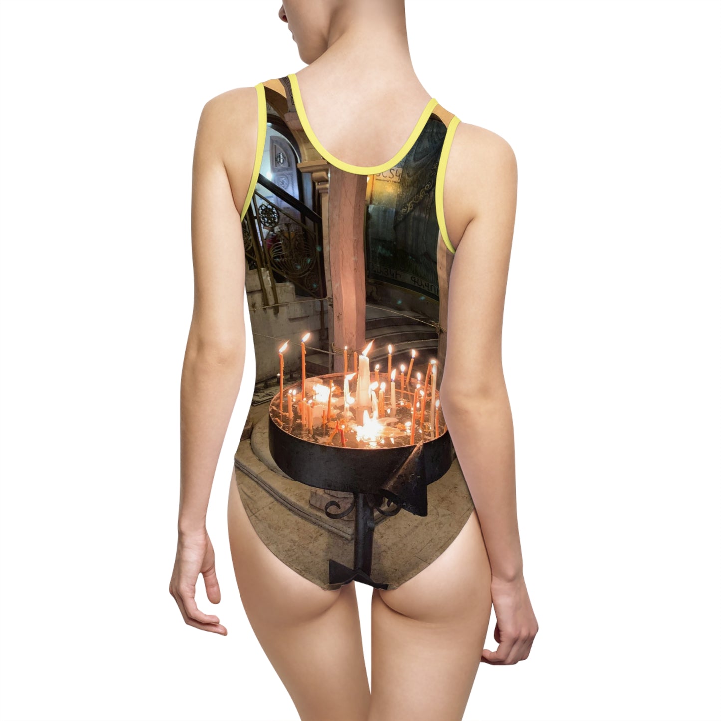 Holy Land Origins Women's Classic One-Piece Swimsuit - Church of the Holy Sepulchre at Jerusalem - The God Ball Originals by Chris Rabalais (2024)