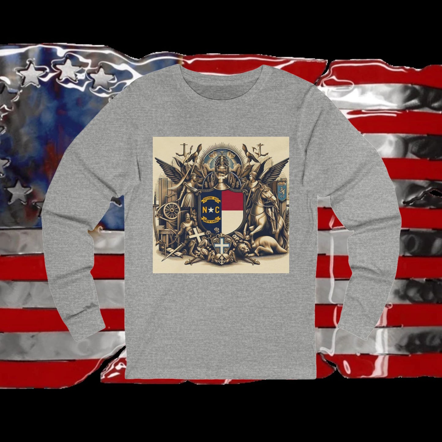 North Carolina Vintage Christian Crusader - Premium Unisex Long Sleeve Jersey Tee - 100% Charity - The God Vote Collection by Chris Rabalais
