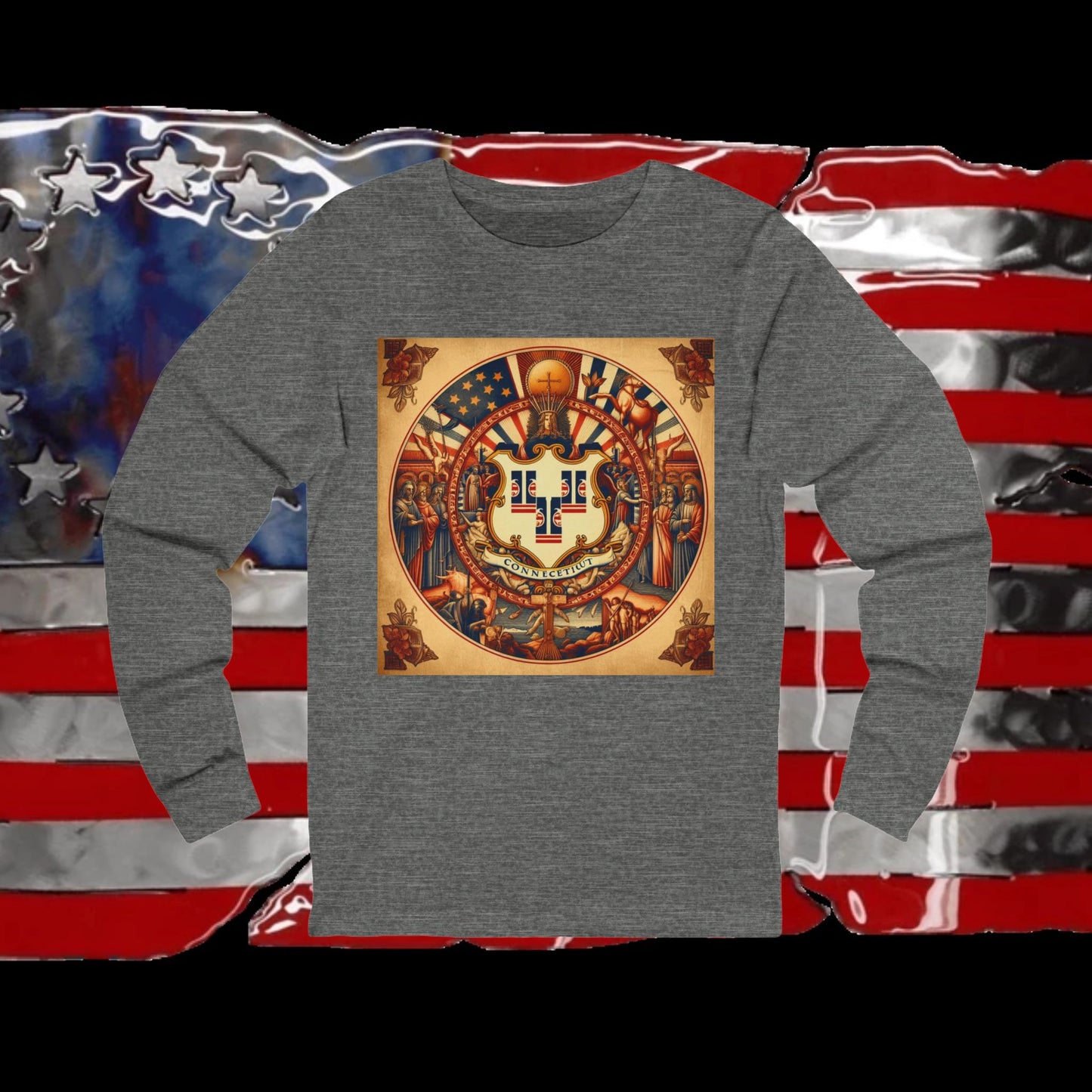 Connecticut Vintage Christian Crusader - Premium Unisex Long Sleeve Jersey Tee - 100% Charity - The God Vote Collection by Chris Rabalais