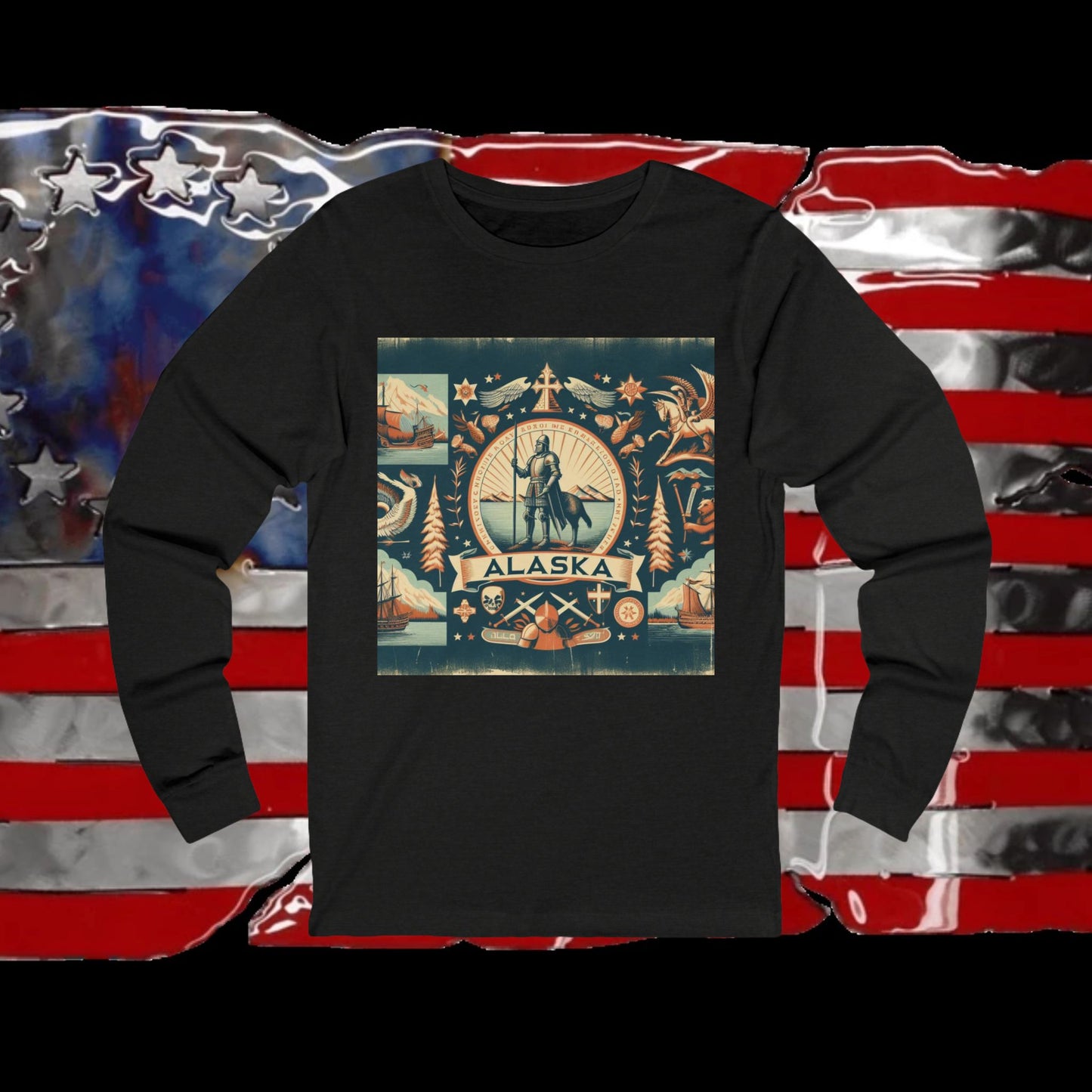 Alaska Vintage Christian Crusader - Premium Unisex Long Sleeve Jersey Tee - 100% Charity - The God Vote Collection by Chris Rabalais