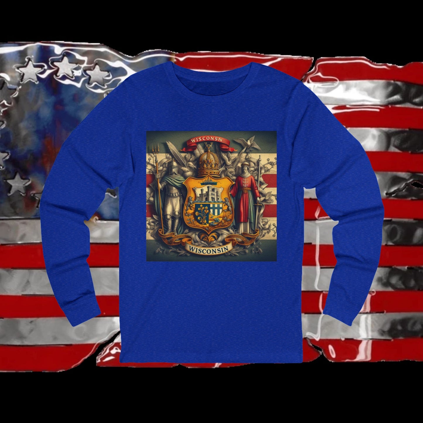 Wisconsin Vintage Christian Crusader - Premium Unisex Long Sleeve Jersey Tee - 100% Charity - The God Vote Collection by Chris Rabalais