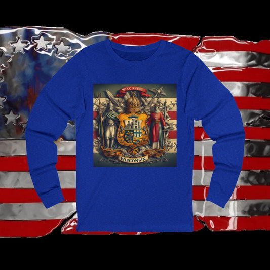 Wisconsin Vintage Christian Crusader - Premium Unisex Long Sleeve Jersey Tee - 100% Charity - The God Vote Collection by Chris Rabalais