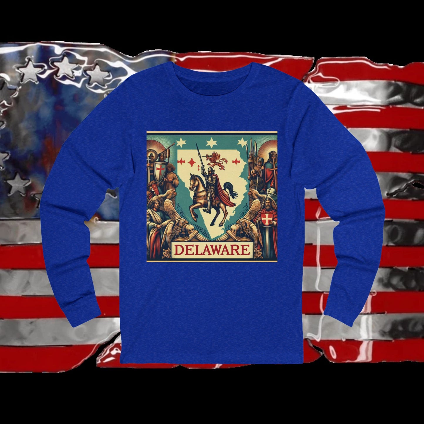 Delaware Vintage Christian Crusader - Premium Unisex Long Sleeve Jersey Tee - 100% Charity - The God Vote Collection by Chris Rabalais