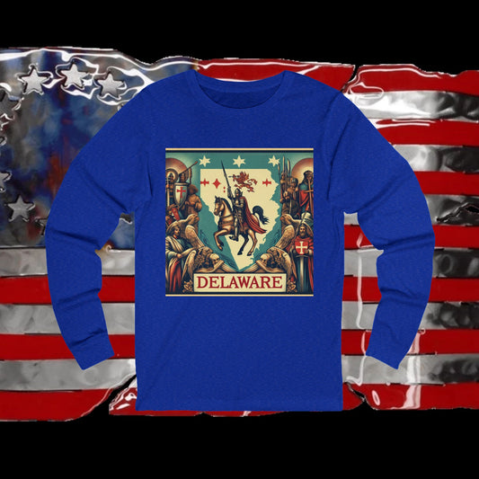 Delaware Vintage Christian Crusader - Premium Unisex Long Sleeve Jersey Tee - 100% Charity - The God Vote Collection by Chris Rabalais