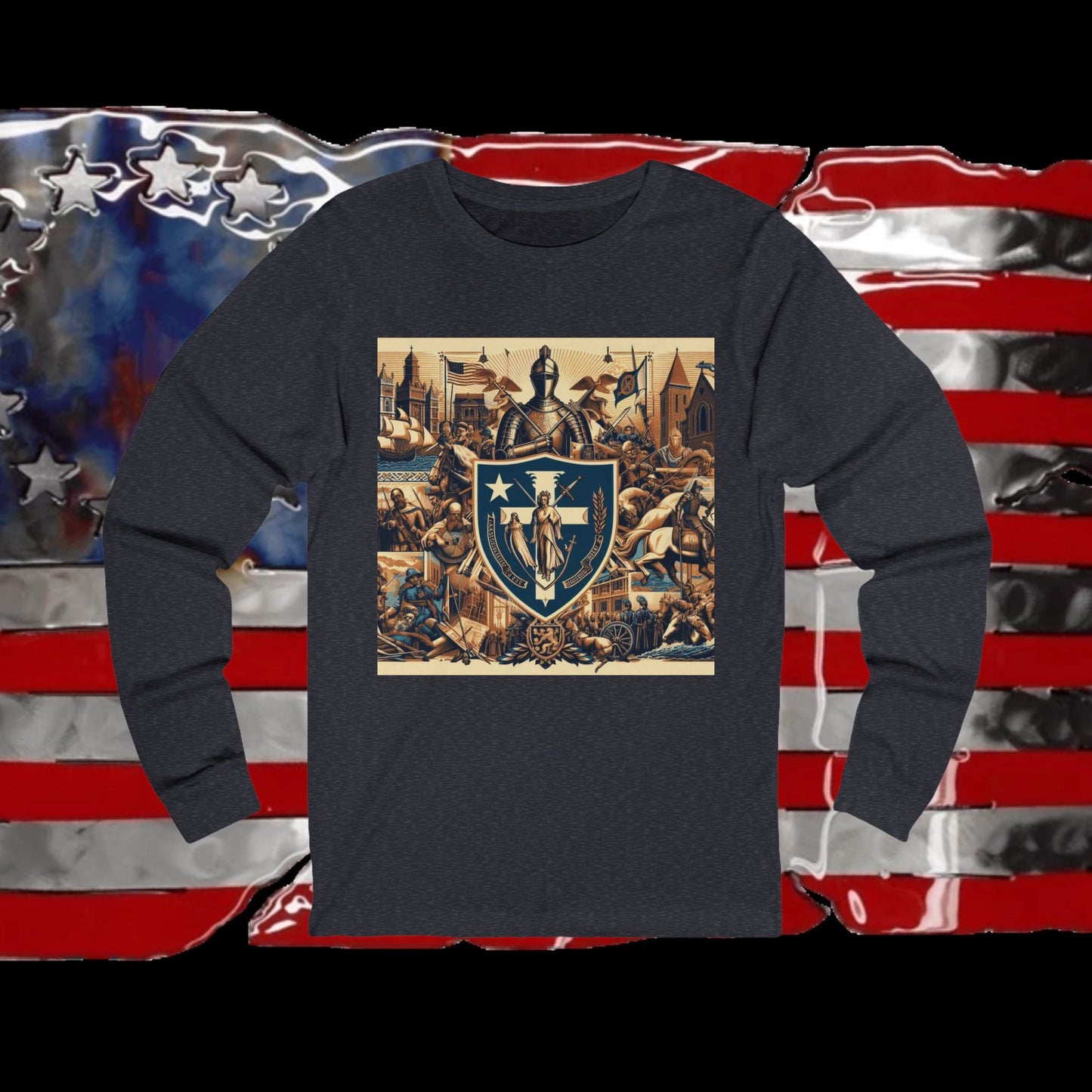 Massachusetts Vintage Christian Crusader - Premium Unisex Long Sleeve Jersey Tee - 100% Charity - The God Vote Collection by Chris Rabalais