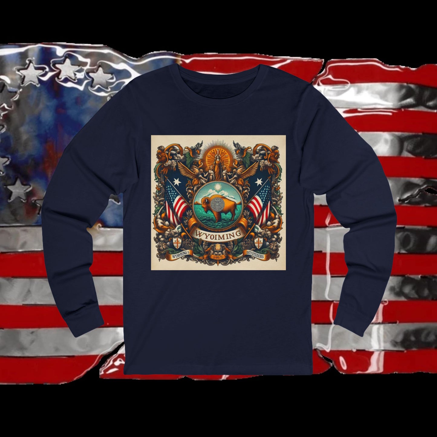 Wyoming Vintage Christian Crusader - Premium Unisex Long Sleeve Jersey Tee - 100% Charity - The God Vote Collection by Chris Rabalais