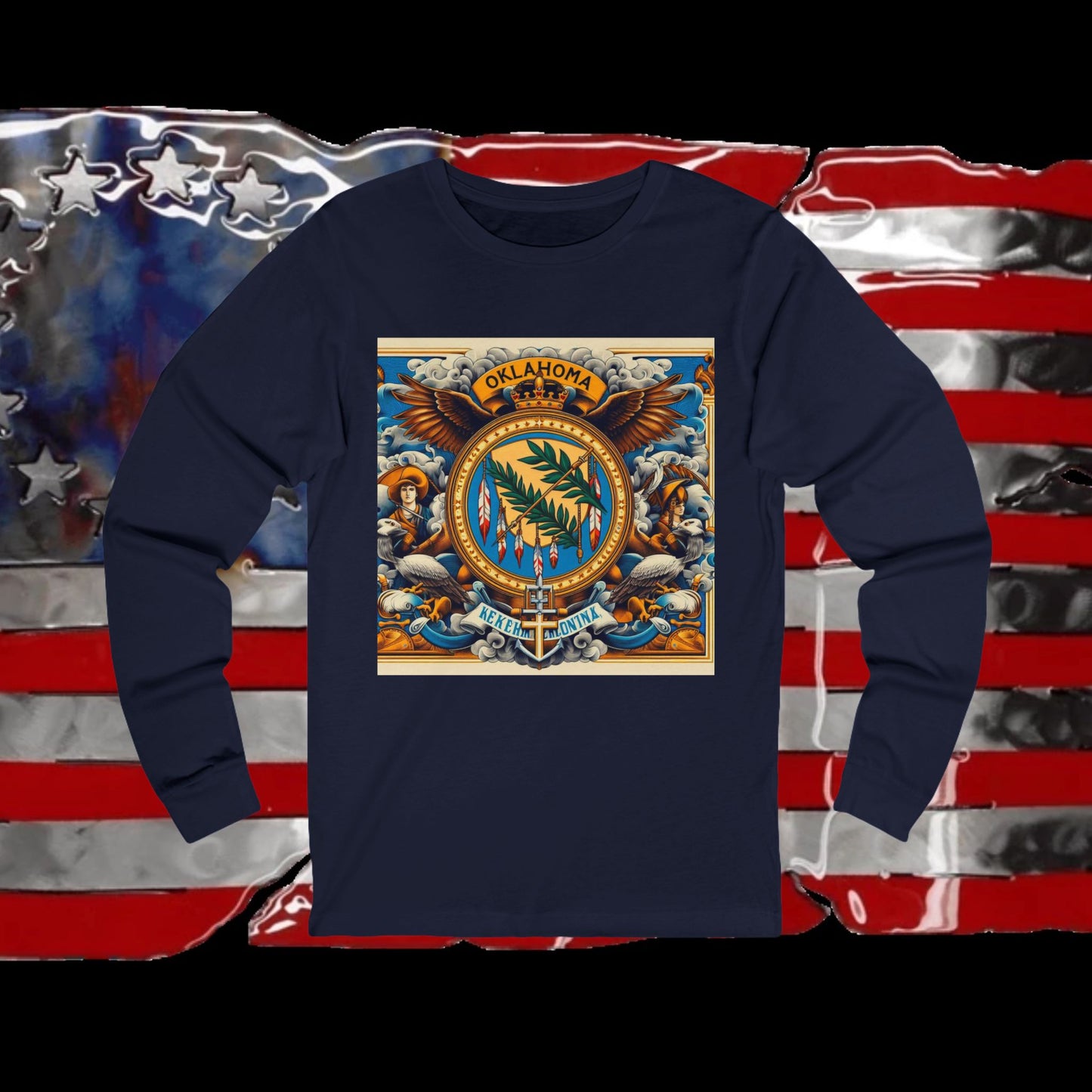 Oklahoma Vintage Christian Crusader - Premium Unisex Long Sleeve Jersey Tee - 100% Charity - The God Vote Collection by Chris Rabalais
