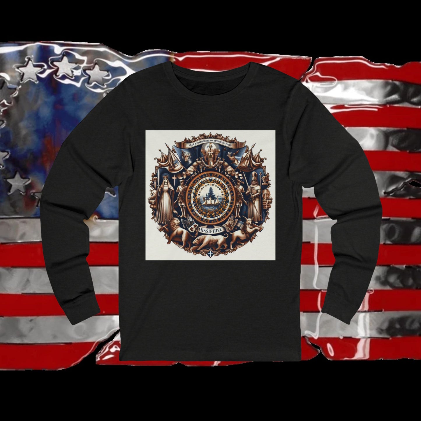 New Hampshire Vintage Christian Crusader - Unisex Premium Long Sleeve Jersey Tee - 100% Charity - The God Vote Collection by Chris Rabalais