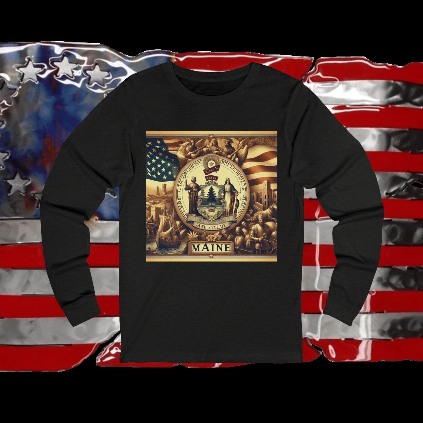Maine Vintage Christian Crusader - Premium Unisex Long Sleeve Jersey Tee - 100% Charity - The God Vote Collection by Chris Rabalais
