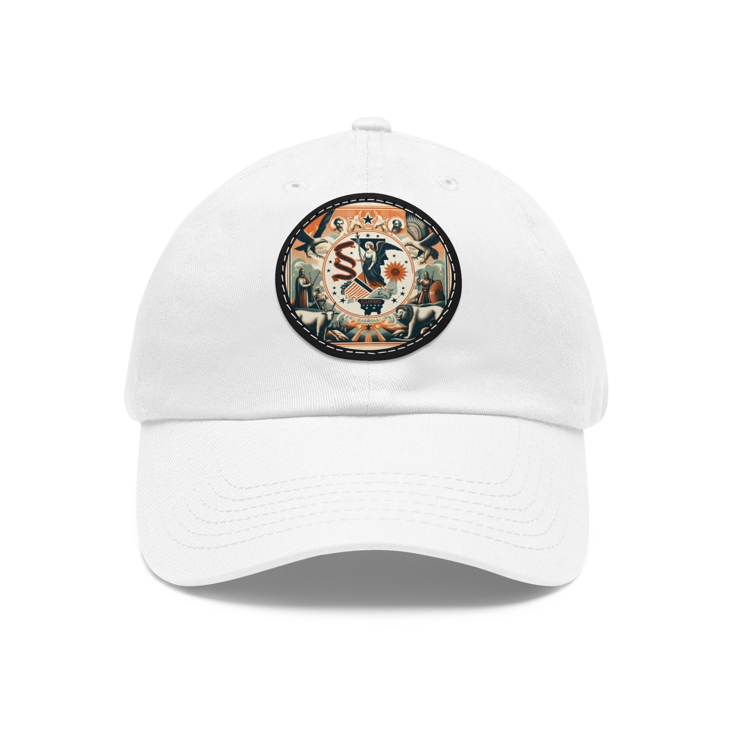 Illinois Vintage Christian Crusader Campaign Hat - Chino Twill Leather Logo - 100% Charity - The God Vote Collection by Chris Rabalais