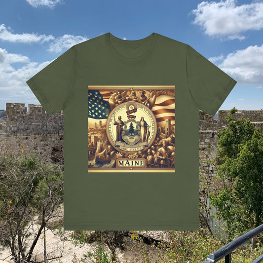 Maine Vintage Christian Crusader - Unisex Jersey Tee - USA - 100% Charity Benefit - The God Vote Collection by Chris Rabalais