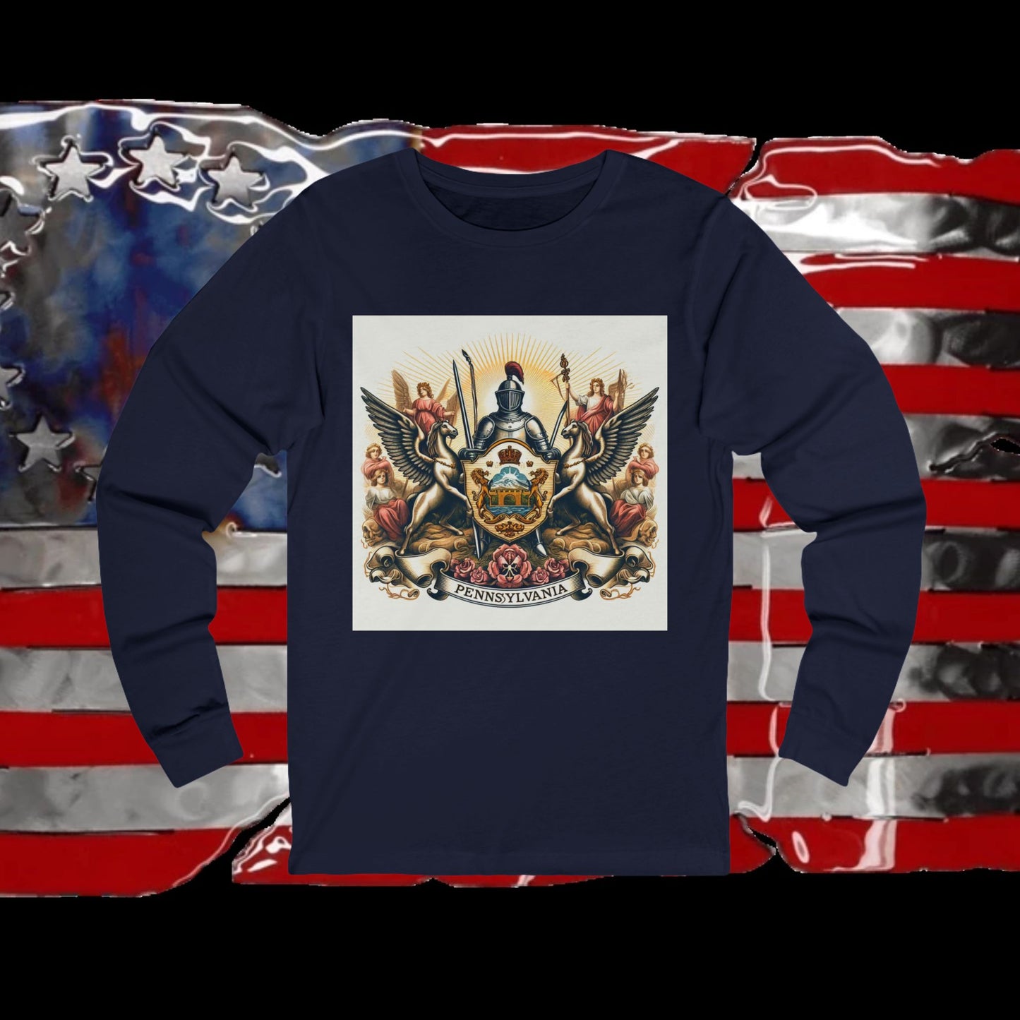 Pennsylvania Vintage Christian Crusader - Premium Unisex Long Sleeve Jersey Tee - 100% Charity - The God Vote Collection by Chris Rabalais