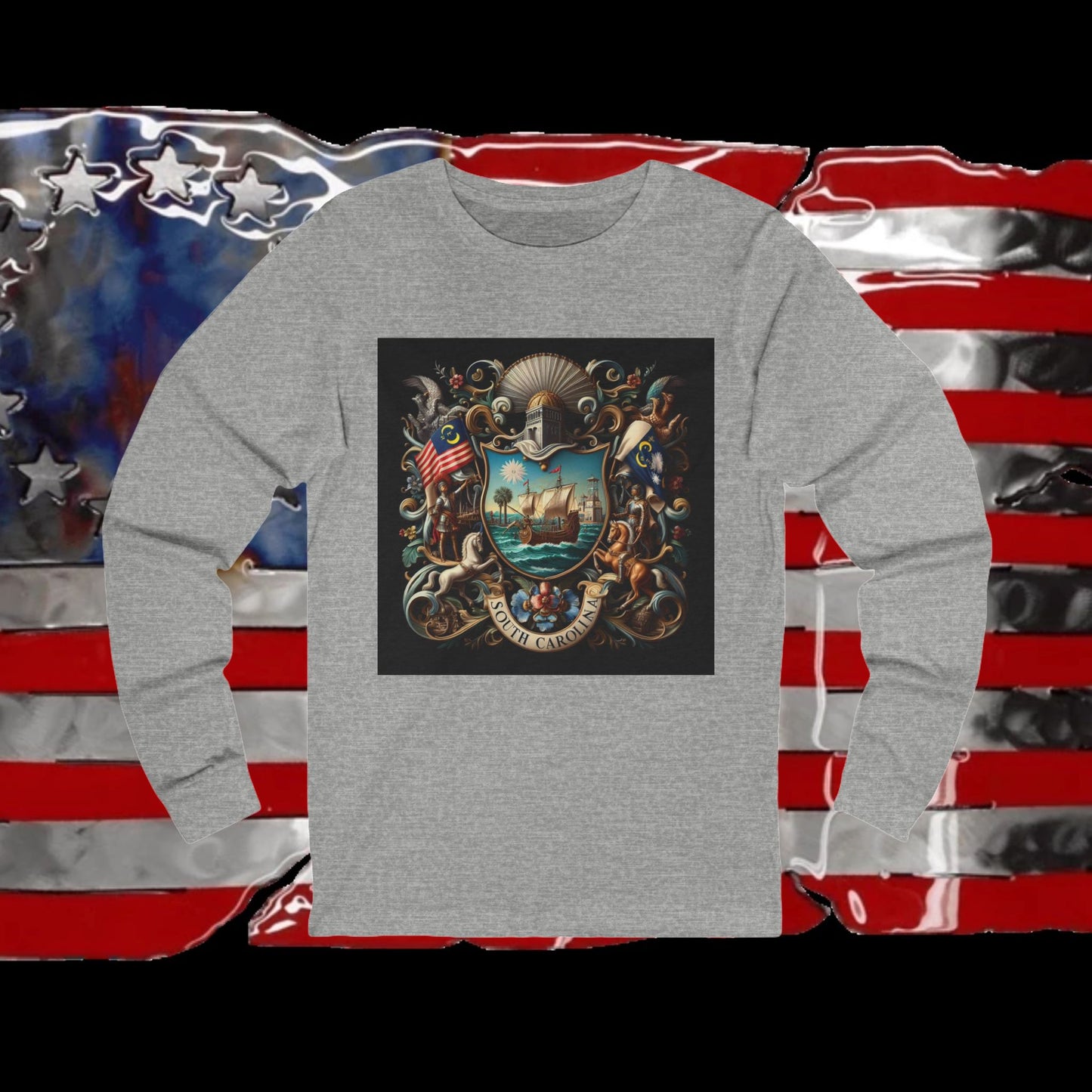 South Carolina Vintage Christian Crusader - Premium Unisex Long Sleeve Jersey Tee - 100% Charity - The God Vote Collection by Chris Rabalais