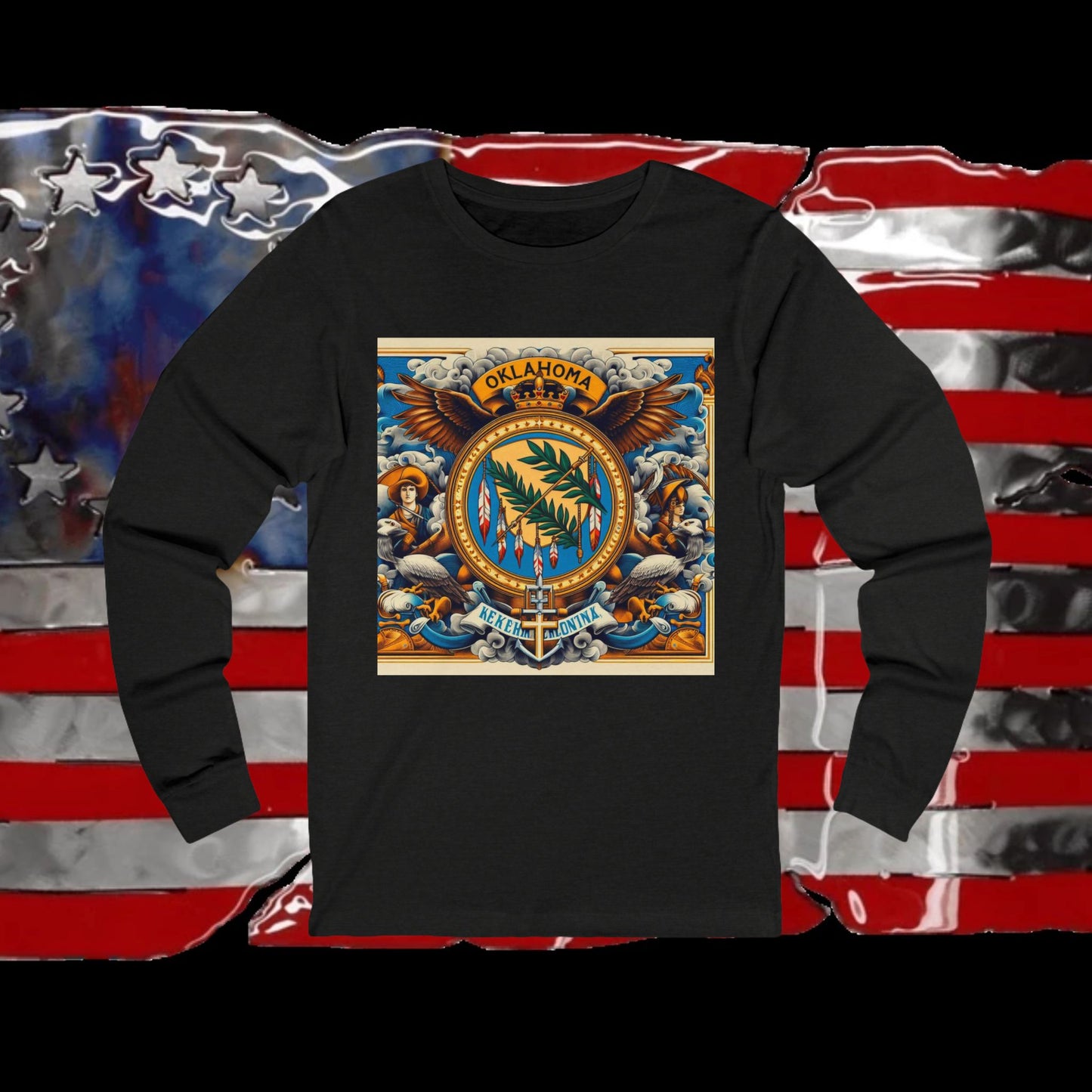 Oklahoma Vintage Christian Crusader - Premium Unisex Long Sleeve Jersey Tee - 100% Charity - The God Vote Collection by Chris Rabalais