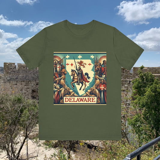 Delaware Vintage Christian Crusader - Unisex Jersey Tee - USA - 100% Charity Benefit - The God Vote Collection by Chris Rabalais