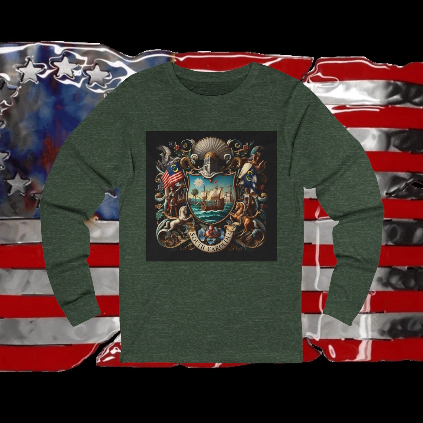 South Carolina Vintage Christian Crusader - Premium Unisex Long Sleeve Jersey Tee - 100% Charity - The God Vote Collection by Chris Rabalais