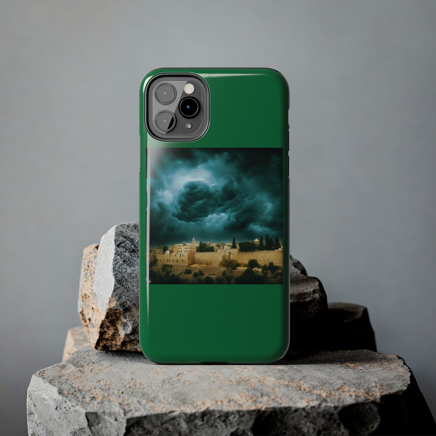 AImagination Collection iPhone Tough Case - "Storm Over Jerusalem" - The God Ball Originals by Chris Rabalais (2024)